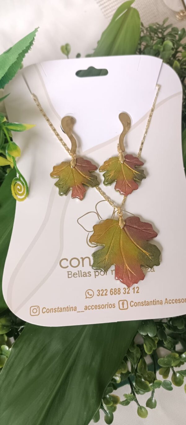 Set Hojas Abanico Verde Rosa