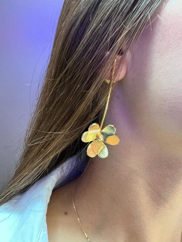 Aretes Largos Trébol Bronce