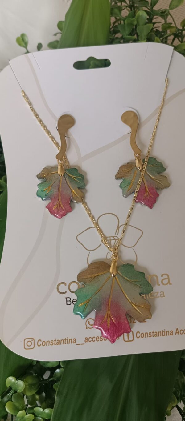 Set Hojas Abanico Verde Rosa - Image 2